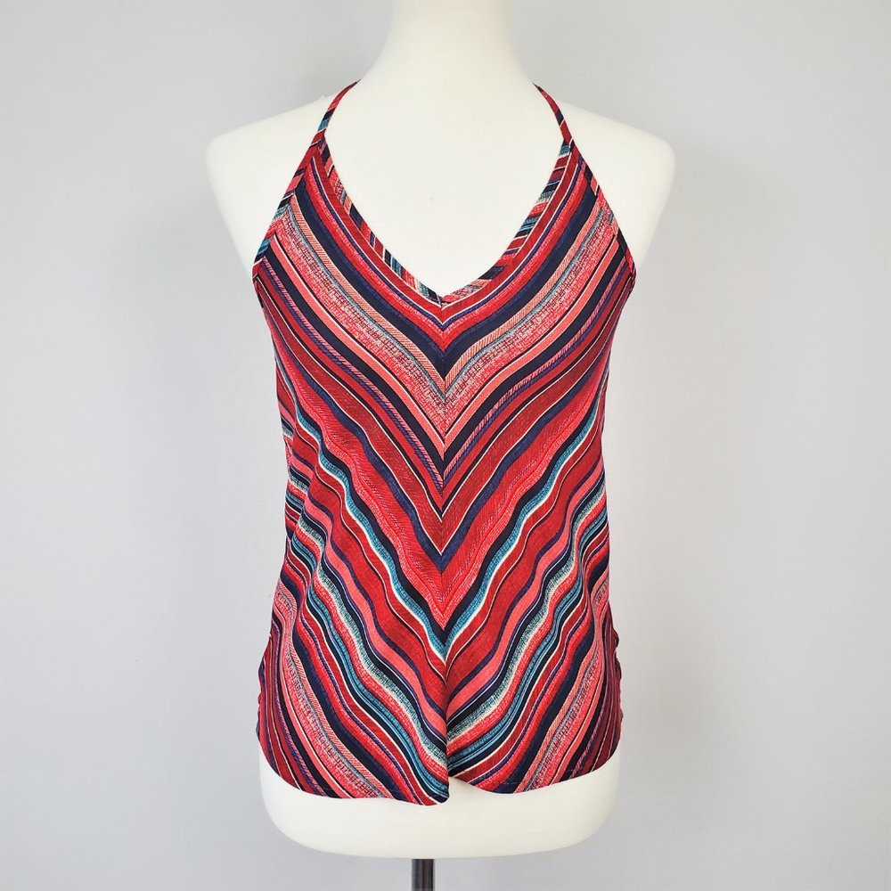 SHEIN Multicolor Red Striped Racerback Halter Tank Top Women’s Size S (4)